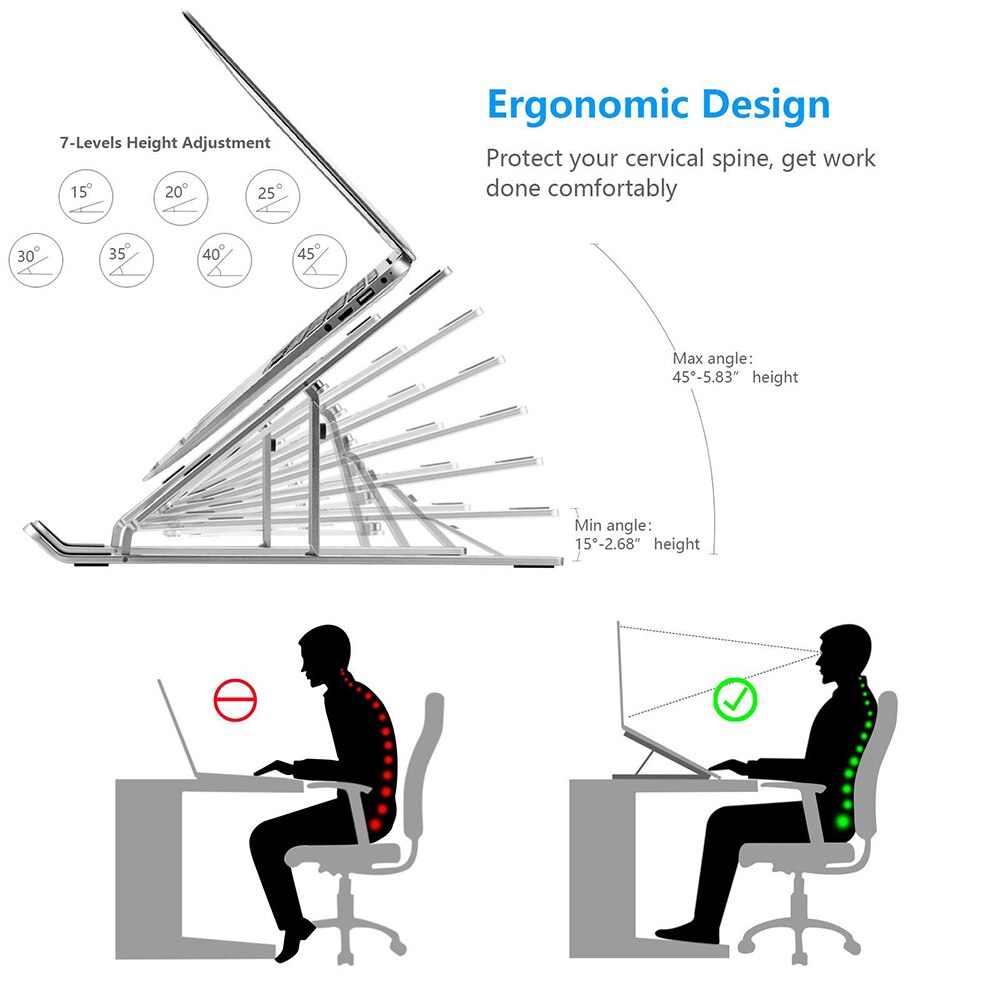 Iwongou support laptop aluminium adjustable notebook support base holder laptop base stand for bed working from home