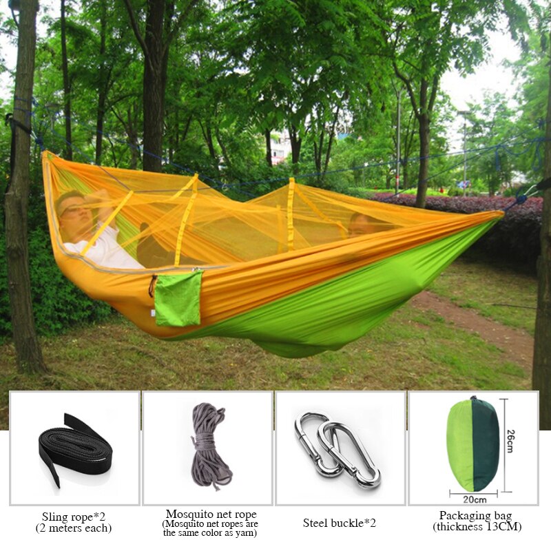 1-2 Person Outdoor Mosquito Net Parachute Hammock Camping Hanging Sleeping Bed Swing Portable Double Chair Army Green