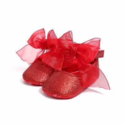 Princesse bébé filles robe chaussures infantile enfant en bas âge berceau chaussures premiers marcheurs grand arc semelle souple anti-dérapant Prewalkers chaussures rouge: red / 13-18 mois