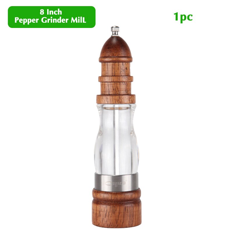 Antieke Peper Zout Molen Grinder Massief Hout En Acryl Fles Hand Keramische Slijpen Mechanisme Spice Peper Keuken Bbq Mills: 1pc Pepper Mill