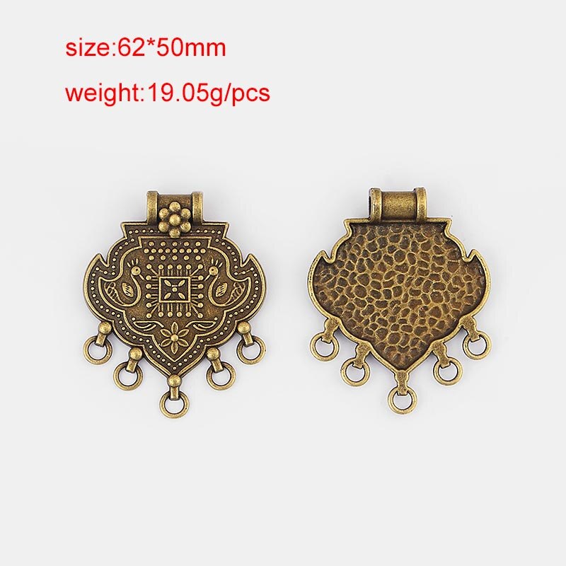 2pcs Ethnic Large Pendant Jewelry Embossed Flower Boho Bohemia Necklace Pendant Connector For Tassel Pendant Jewelry Findings: 4