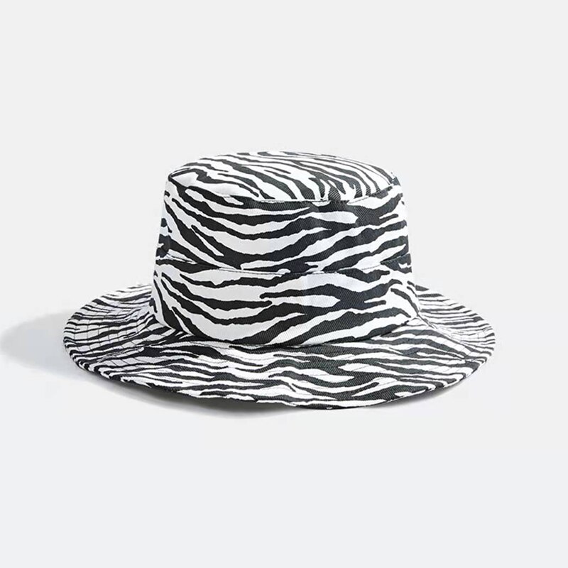 Sombrero de sol con estampado de cebra para mujer, sombrero de pescador con estampado de cebra, Anti-UV, para exteriores,: B black-white
