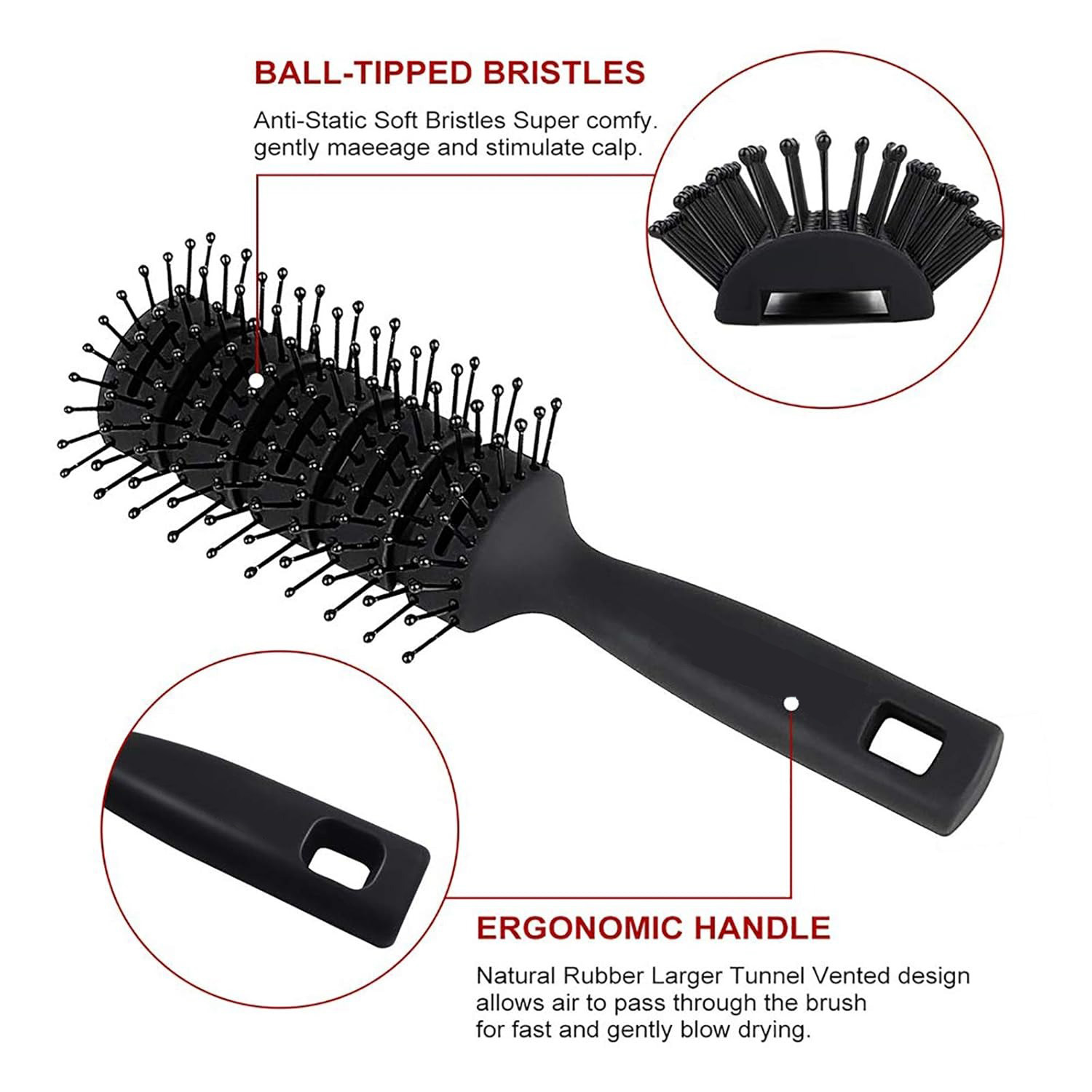 Cepillo de pelo ahuecado, cepillo de peinado, peine para Barba, cepillo para desenredar, estilismo multiusos para el hogar