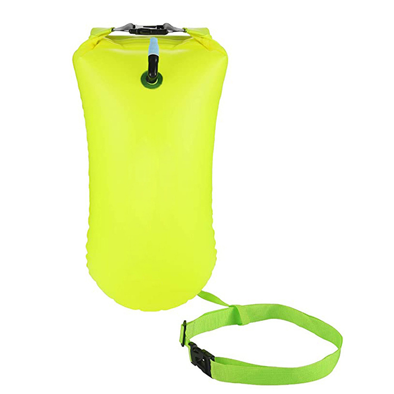 PVC Swimming Bucket Dry Bag Inflatable Open Swimming Buoy Tow Floating Bag Waterproof Double Air Bags Water Sport Safety Bags: WHITE