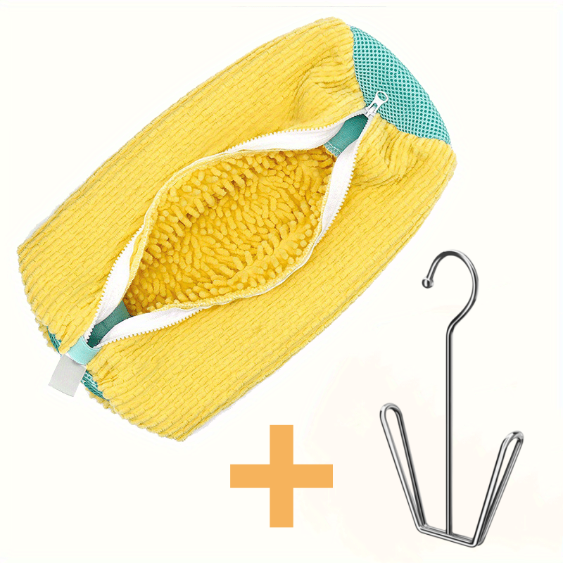 Skovaskepose vaskemaskin klesvaskposer mikrofiberlukking sko rengjøringspose sko vaskenett fluffy fibre joggesko: Lysegrønn