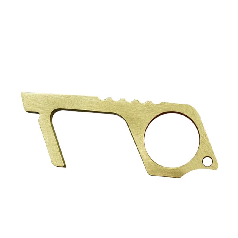 Portable Hygiene Hand Antimicrobial Brass Contactless Door Opener Elevator Handle Tool Safety Key Buckle: 1pcs
