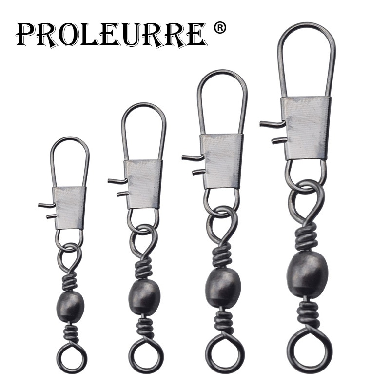 Proleurre 20 Stks/partij Vissen Connector Pin Bearing Rolling Swivel Rvs Met Snap Vishaak Lokken Tackle Accessorie