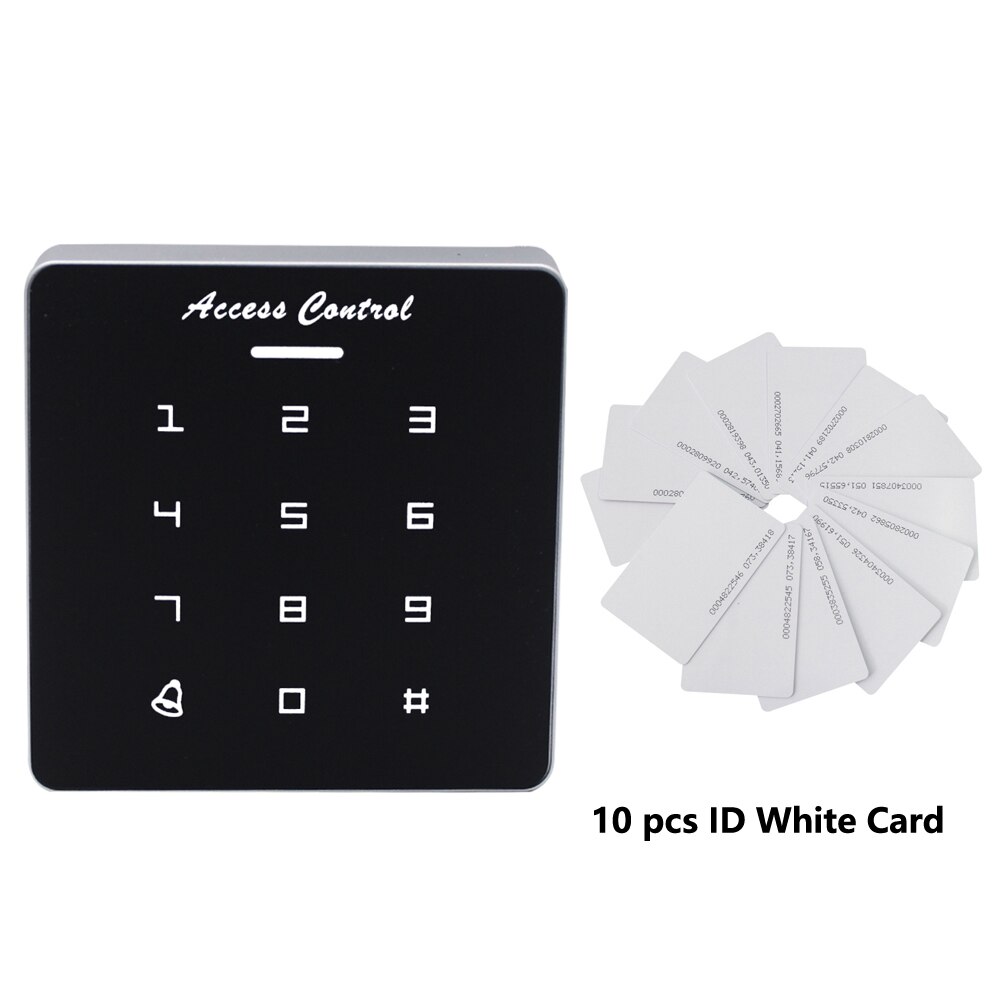 mini 125Khz RFID Access Control Keypad Card Reader For Door Lock access control system Wiegand 26 34 Output 1000Users: A86 and 10  ID cards
