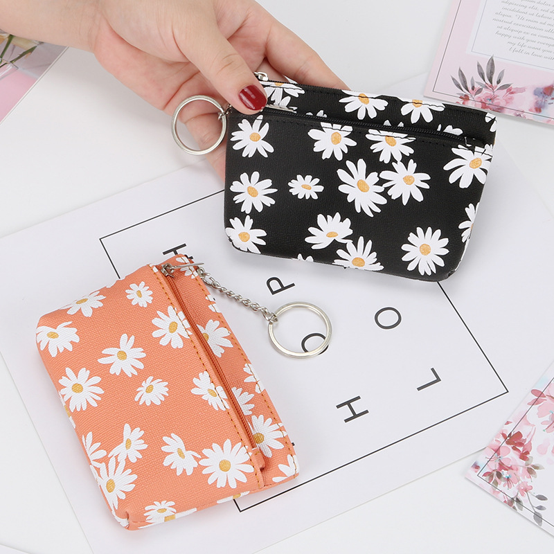 Style Small Daisy Coin Purse Women Temperament Zipper Coin Purse Korean Style Literary Style Portable Durable MiniPouch