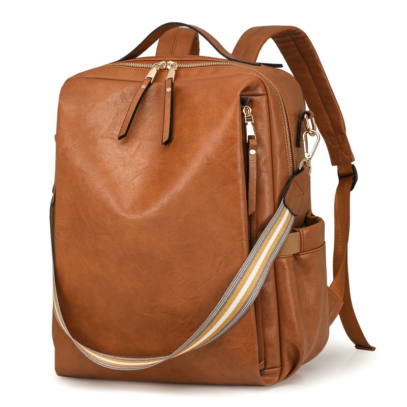 Bestseller! Vintage PU-leren rugzak voor dames - Retro schoudertas met meerdere zakken, laptophoes en verstelbare bandjes