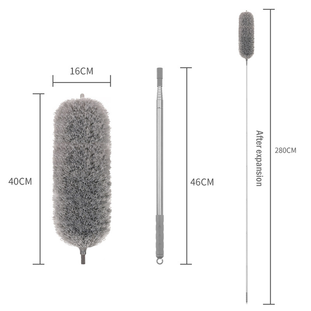 280cm mikrofiber støvkluter uttrekkbar støvklut rengjøringsbørste teleskopisk oppsamler midd fjerning av sprekker støvkluter rengjøringsverktøy for hjemmet: Default Title