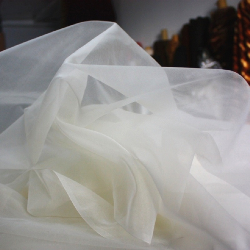 50cm*108cm Natural white pure silk organza fabric sheer transparent veil yashmak wedding dress silk material