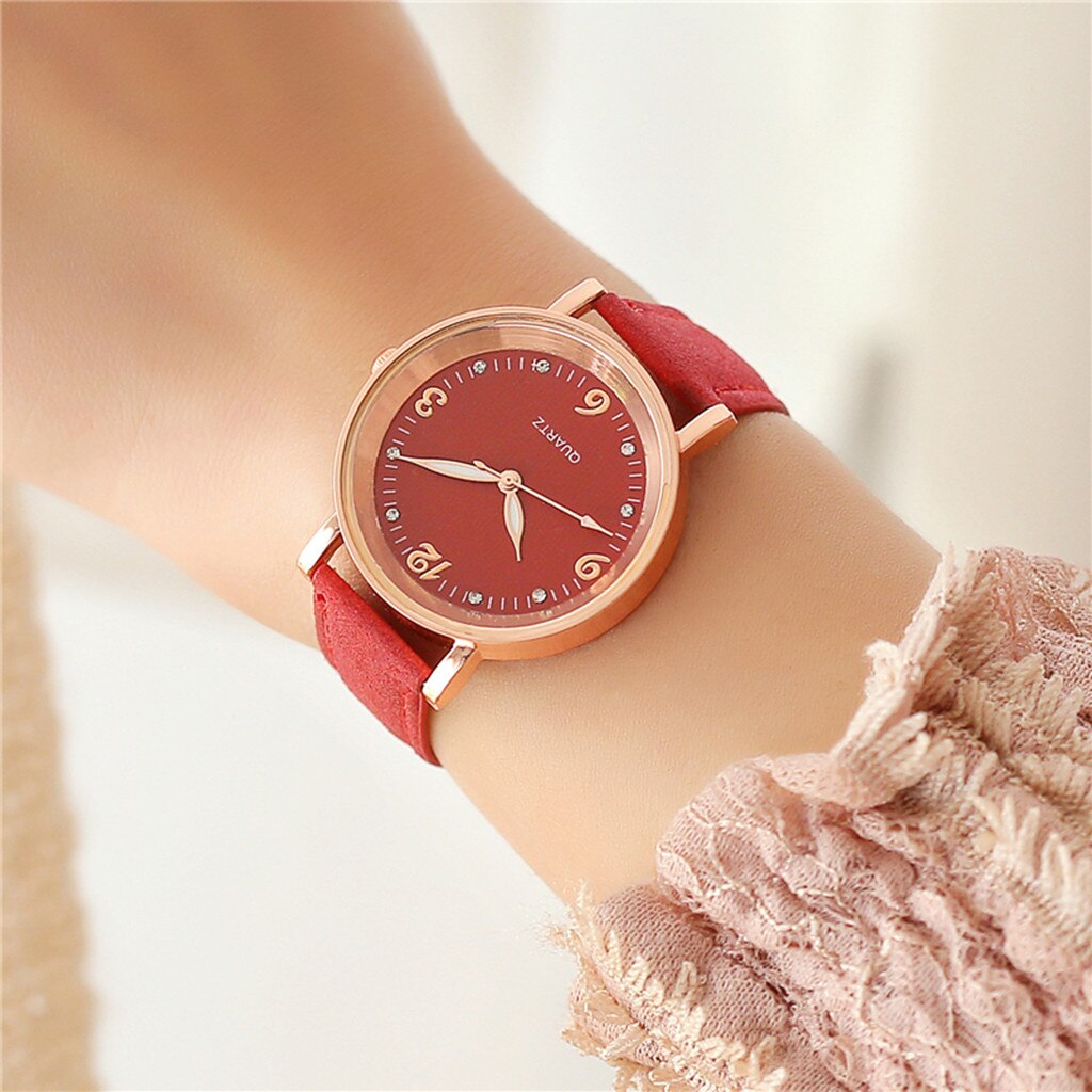 mujeres imitación de reloj relojes de lujo reloj de cuarzo Acero inoxidable Dial de pulsera correa de cuero reloj