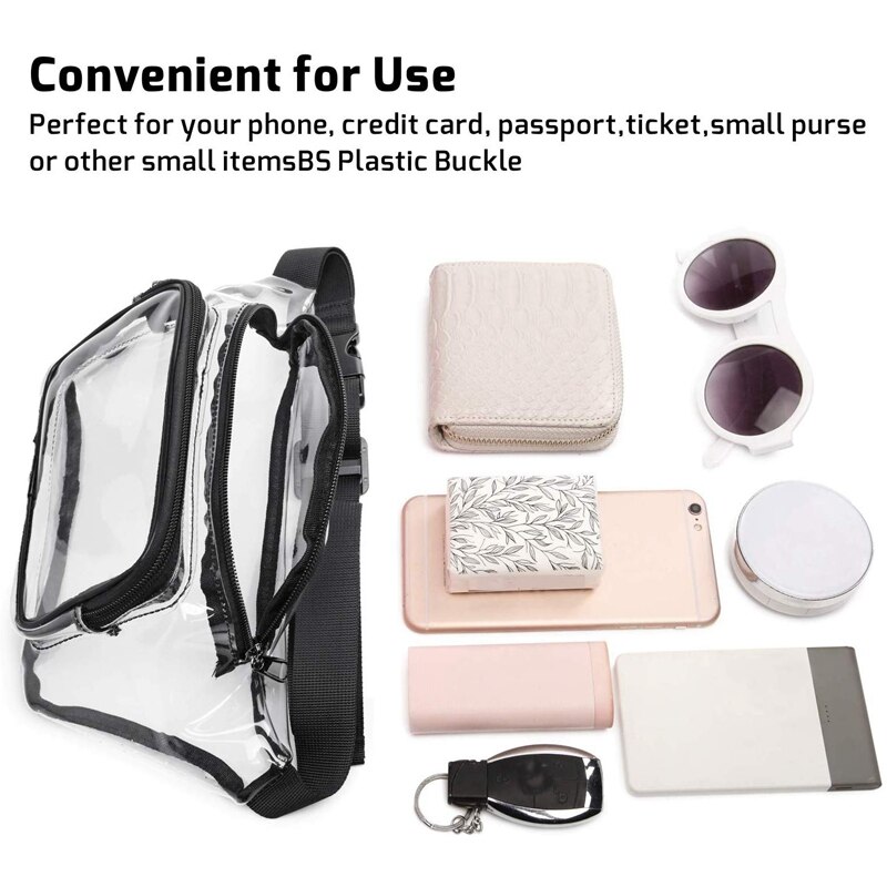Simple Transparent Waist Bags Waterproof Cute Waist Adjustable Bag for Women Men, Travel, Beach,,Concerts Bag