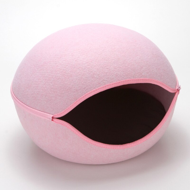 Creativo sveglio Forma di Uovo Cuccia del Gatto Sacco A Pelo con Cerniera Inverno Caldo animale domestico Casa Tutto Intorno Gatto Nido con Staccabile cuscino Zerbino: rosa