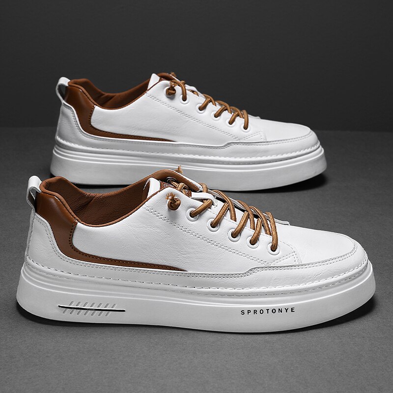 Zapatos de lona transpirables para hombre, calzado informal, versátil, para jóvenes, Tendencia de primavera, para verano,: White Brown / 43
