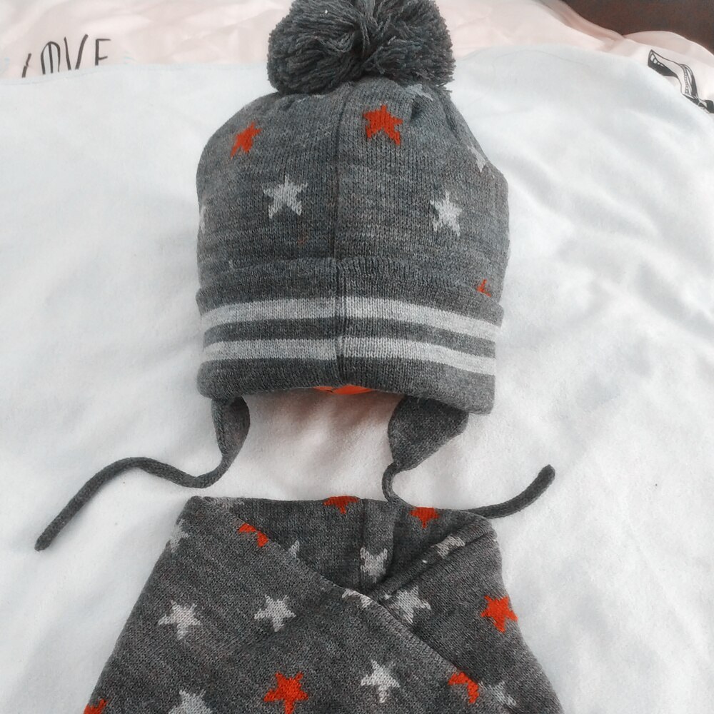 2PC/SETS boy hat baby boy autumn and winter hat scarf set children hat soft warm knitted hat 0-2y baby hats