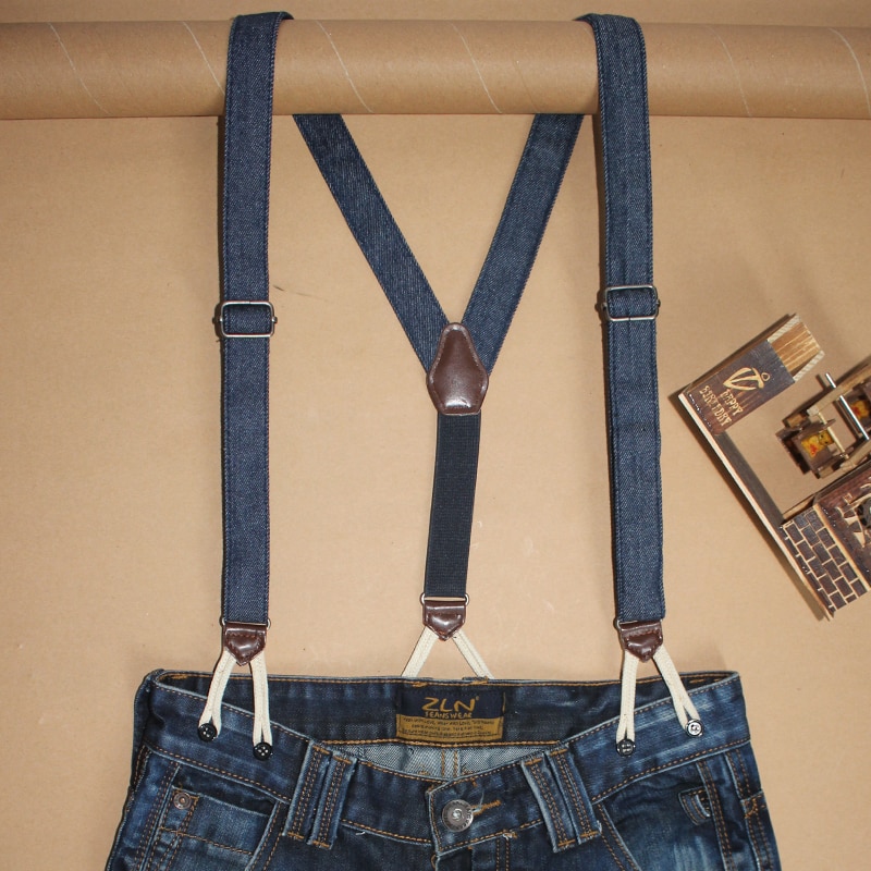 Dam jeanshängslen för jeans knappslut smoking y hängslen baktill byxhängslen för män tirantes hombre para pantalones