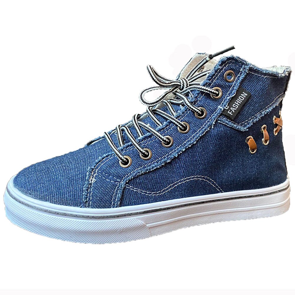 Karinluna denim låga klackar skor kvinna vulkanisera snörning solida sneakers kvinnor skor skor: Blå / 10.5