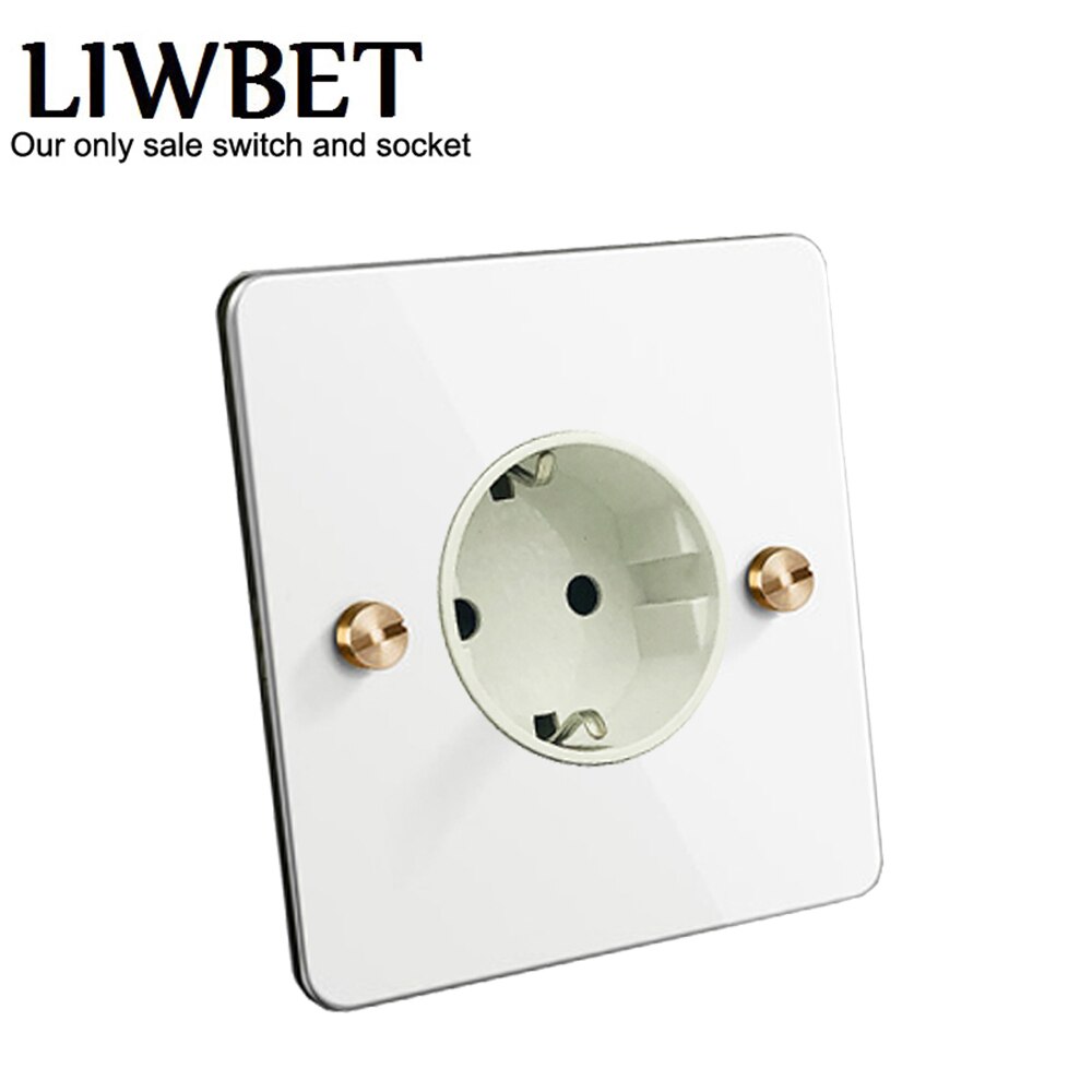 LIWBET EU Standard Wall Socket And White Color Stainless Steel Panel Socket
