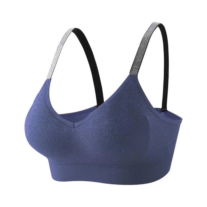 Sujetadores sin costuras para mujer, ropa deportiva de secado rápido, transpirable, para gimnasio, entrenamiento de Fitness, brasieres de Yoga, Top de soporte, ropa activa: blue