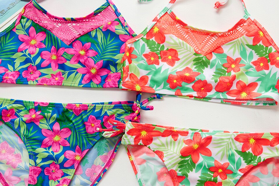 5~14Year Teenager Girls Swimwear Two pieces Girls Swimwear Lace style Children Swimwear Kid Girls Bikini set Beach wear