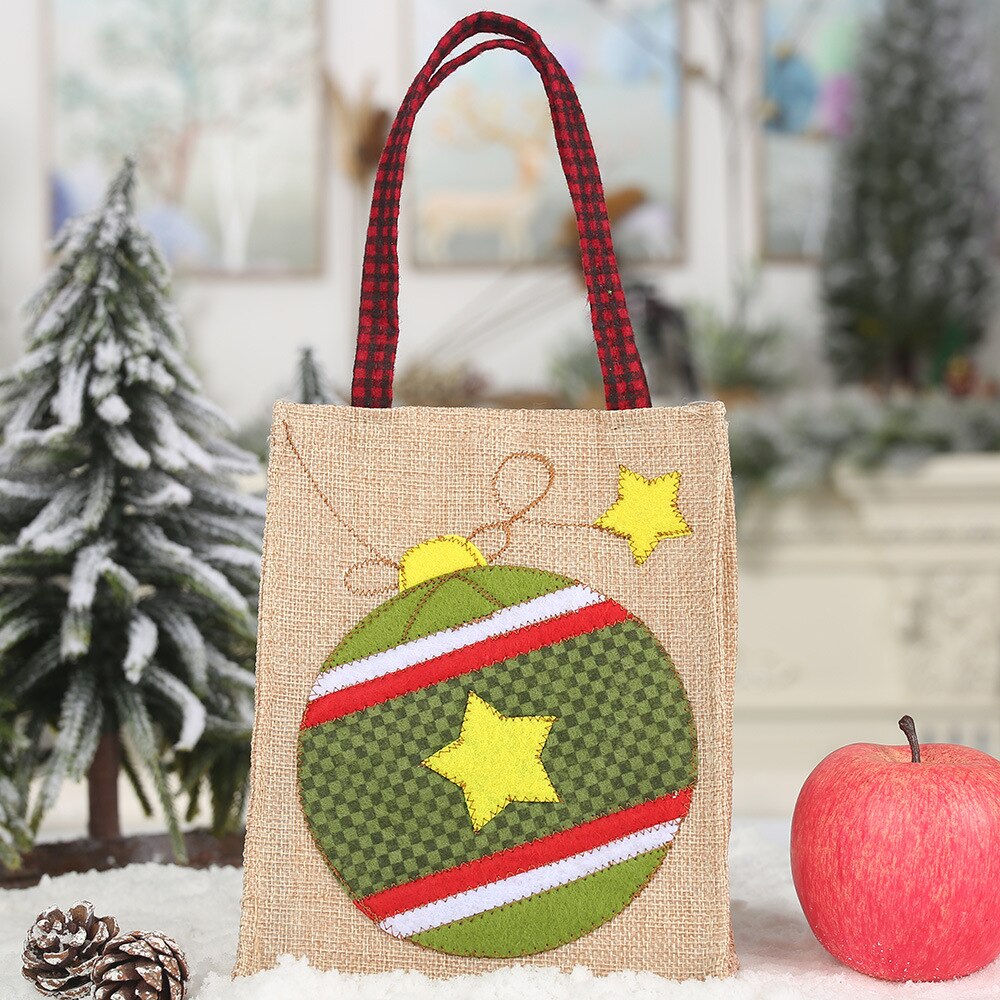 1 stk julepynt linned applikationer broderet taske tegneserie slikpose ornament mulepose: Ballon