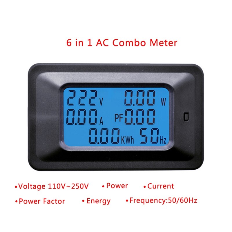 Panneau de courant numérique LCD, 20/100a AC, puissance Watt, fréquence, moniteur tension KWh, voltmètre, ammètre, grand écran, outils de test