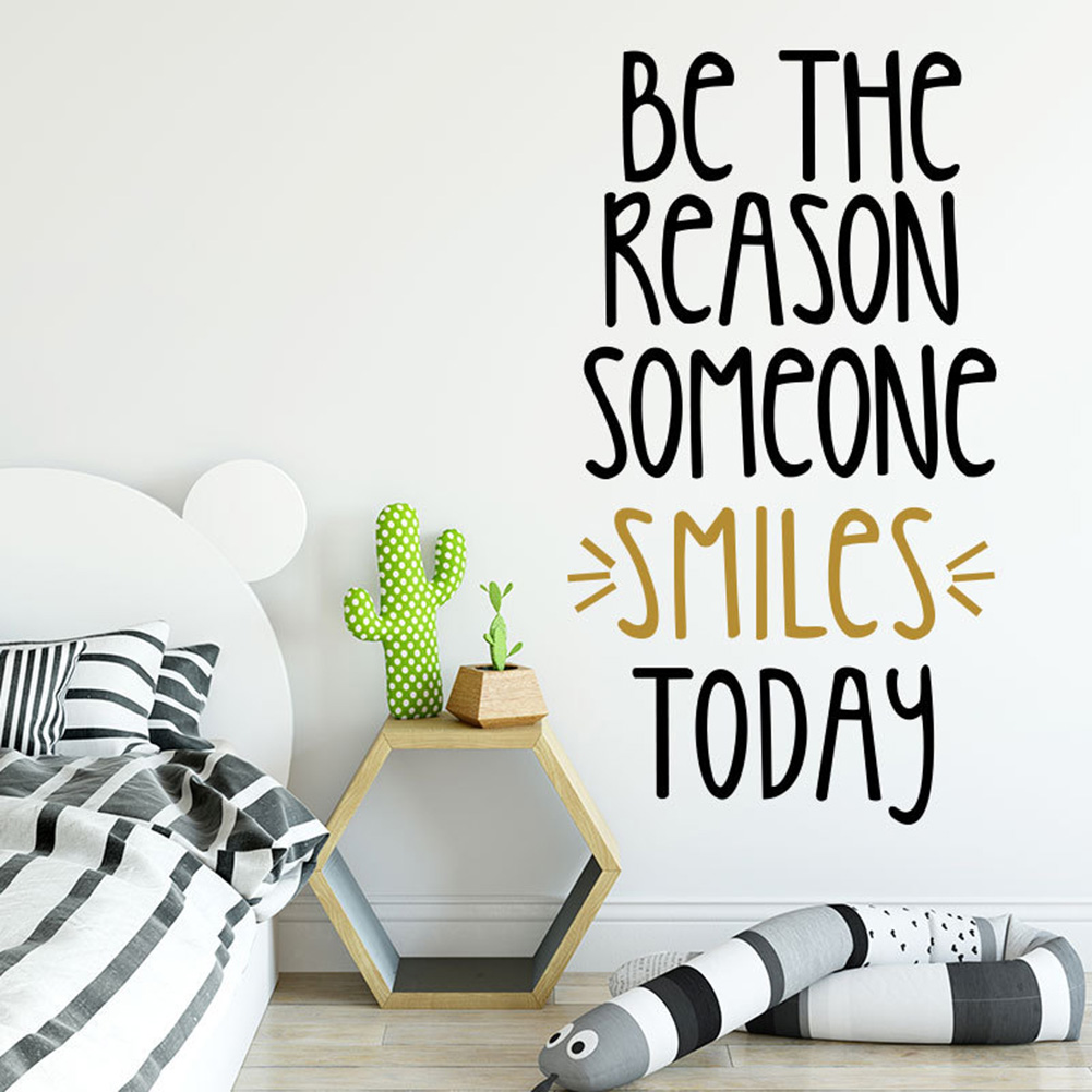 Removable Wall Sticker Smiles Today Letter Letter PVC Wall Sticker Self-adhesive Decal Home Living Room Decoration