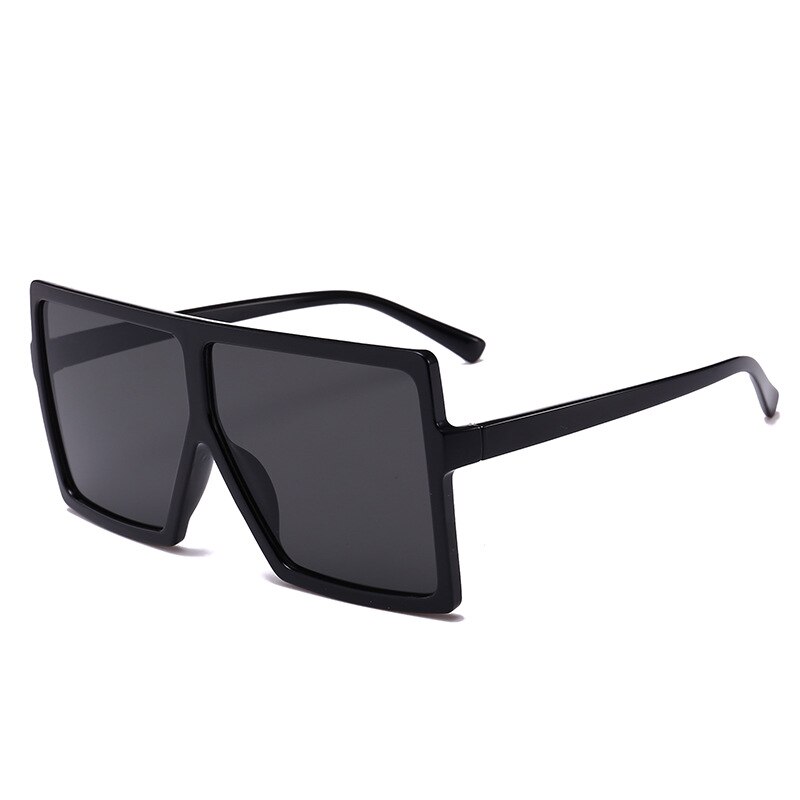 Kørebriller kvinde mand overdimensioneret firkantet luksus farve solbriller vintage luksus stor ramme briller  uv400 driver beskyttelsesbriller: Sort ramme sort