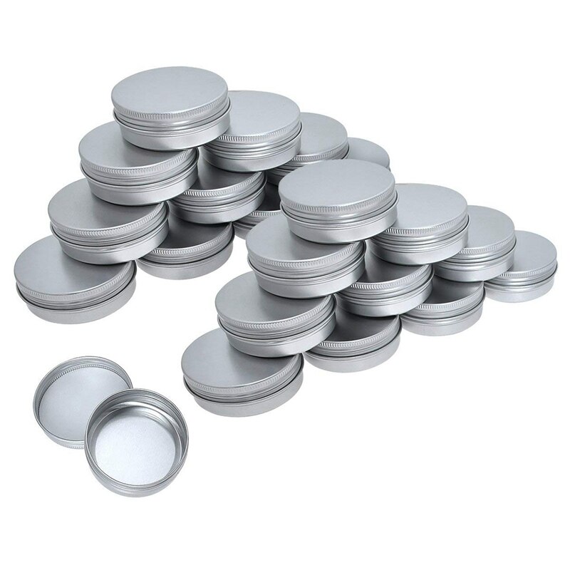 ! 40x Screw Top Round Aluminum Tins Cans - Screw Lid Round &amp; 24 Pack Metal Rectangular Empty Hinged Tins Box