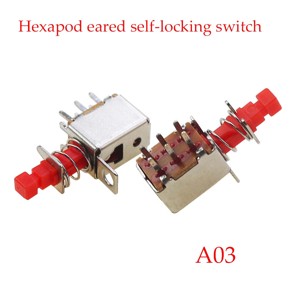 PS-22F03 Right Angle PCB Latching Push Button Switch with Cap DPDT Double Pole Self/No-Locking Key Power Switches 6Pin A03: 4XL / black