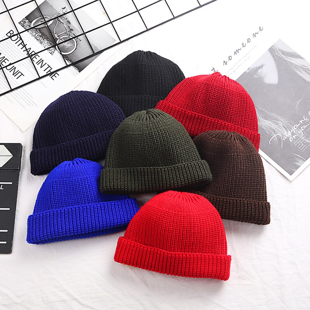 Hoeden zonder rand, hiphopmuts, muts met schedel, gebreide straatmuts, dames, heren, unisex, casual, effen, pompoen, draagbare meloenmuts