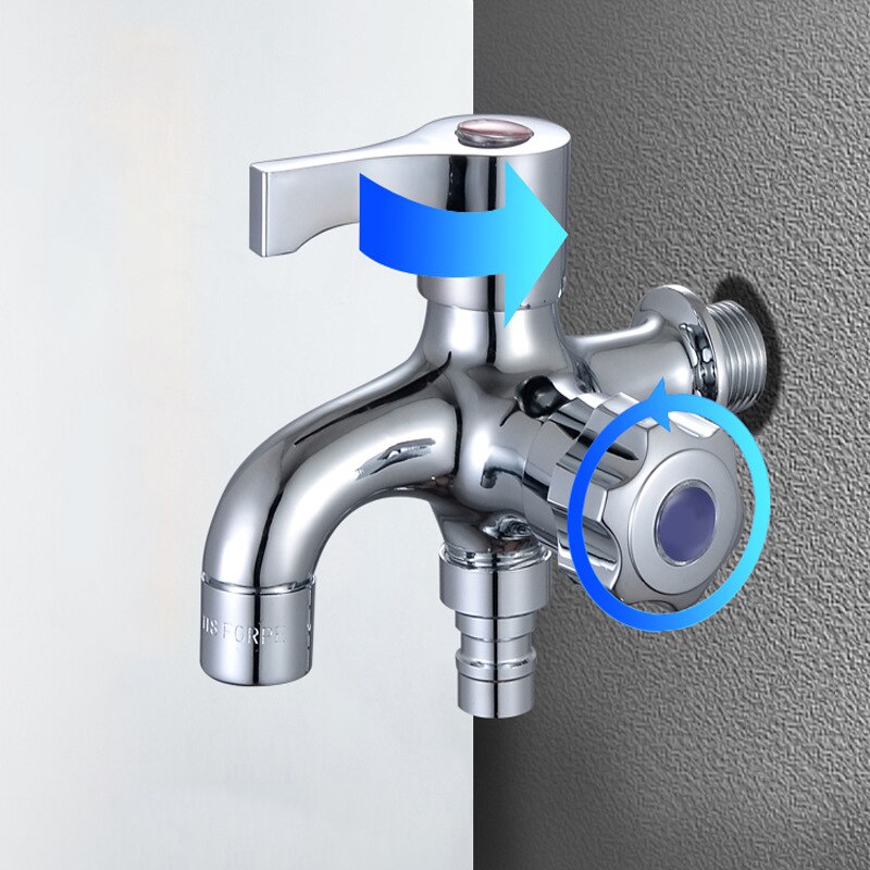 Brass Washing Machine Tap 1 in 2 out Water Faucet Wall Mount Bibcock Garden Laundry Mop Pool Tap Dual Handle Washing Machine Tap
