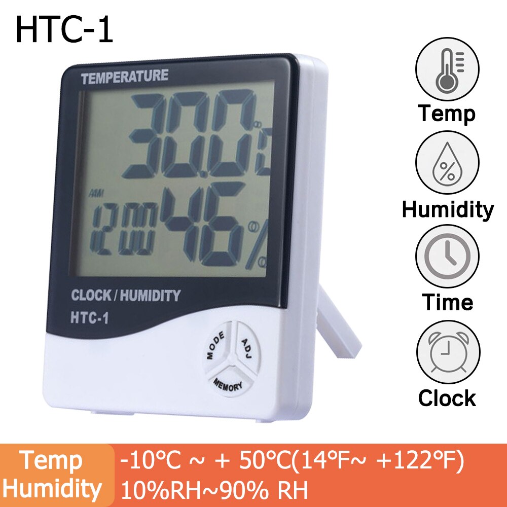 Thermomètre et Hygromètre Numérique LCD, avec un Affichage Électronique de la Température et de l&#39;Humidité, pour l&#39;Intérieur et l&#39;Extérieur, une Fonction de Station Météo et Horloge, Numéro de Modèle HTC-1/HTC-2: HTC-1