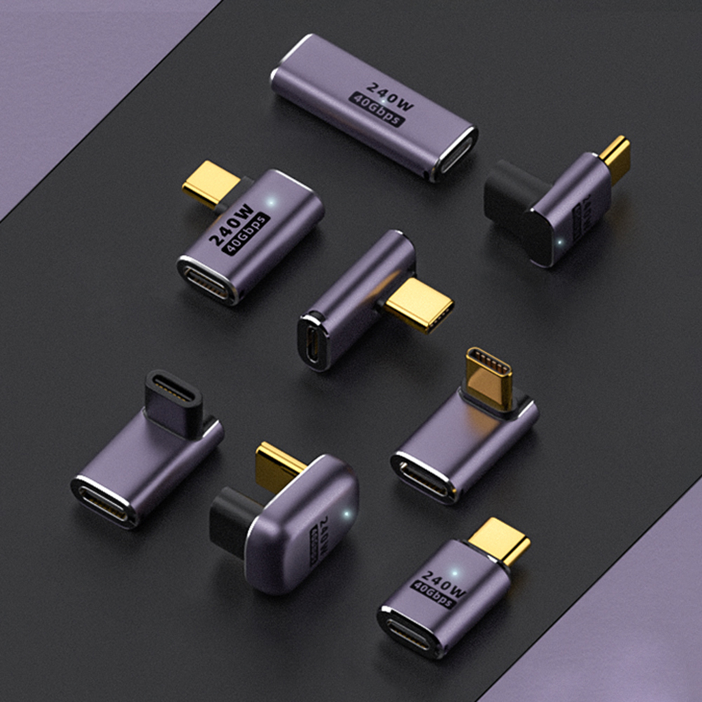 NNBILI 240W 5A Typ-C OTG Adapter Schnelllade-Datenkonverter USB4.0 40Gbps Unterstützung 8K@60Hz USB C 90/180 Grad Winkeladapter