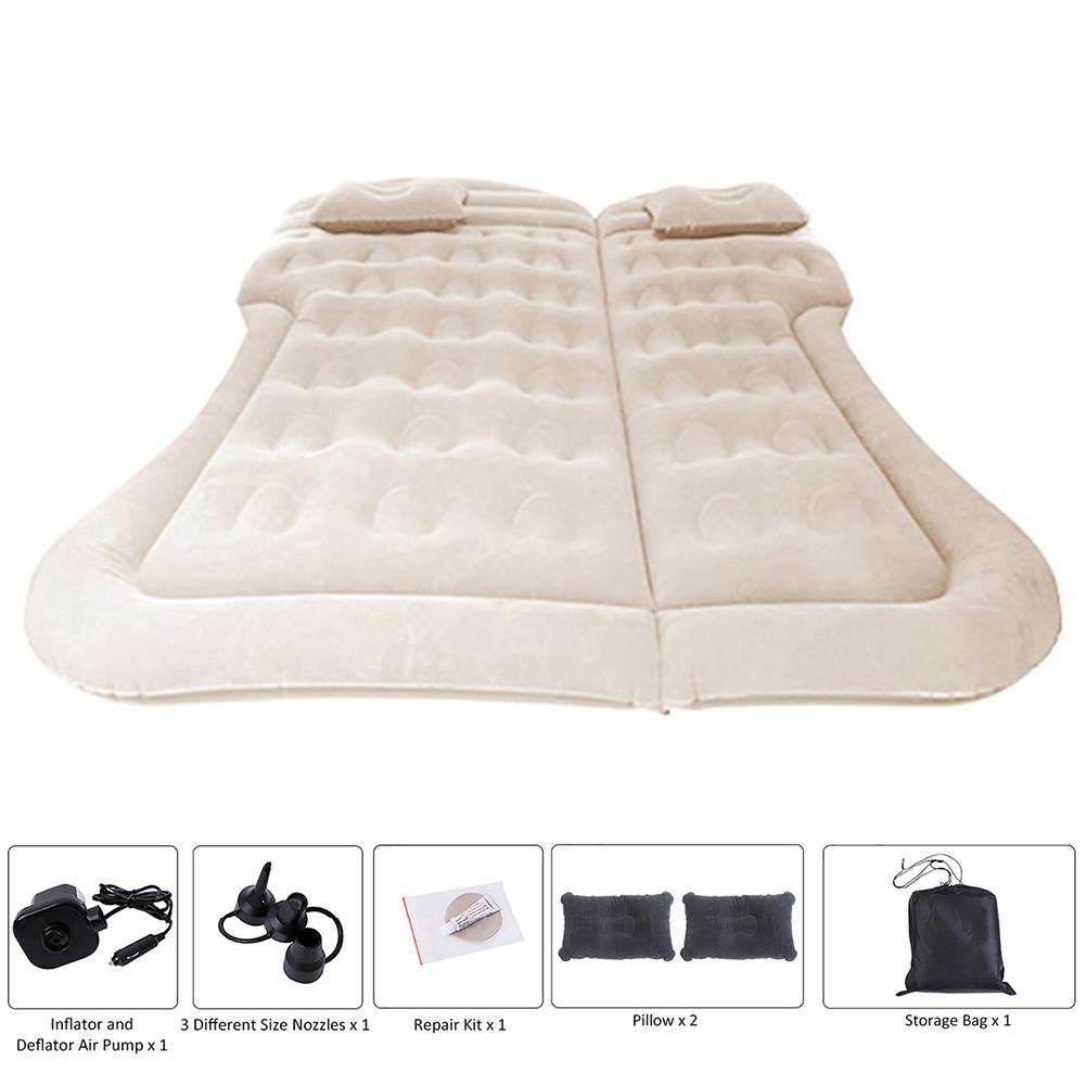 Lit gonflable pour voiture, matelas de voiture gonflable multifonctionnel SUV, matelas à Air doux, coussin de couchage pour Camping voyage: Beige