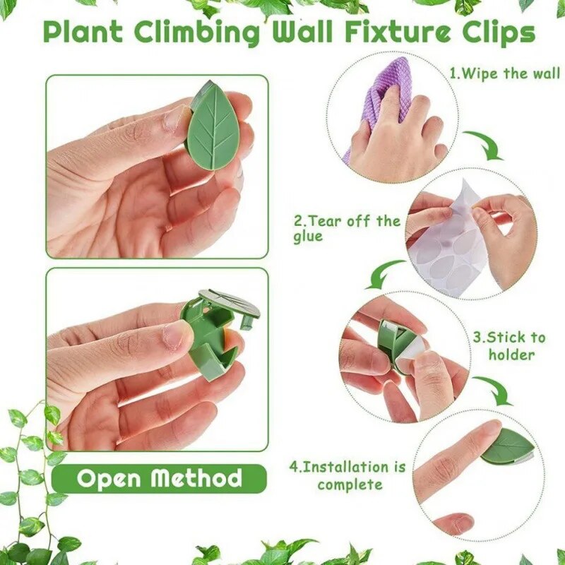 Clips de fijación de pared para plantas trepadoras, pegatina acrílica, gancho autoadhesivo, soporte de tracción para plantas y vid, decoraciones para interiores y exteriores, 20 piezas