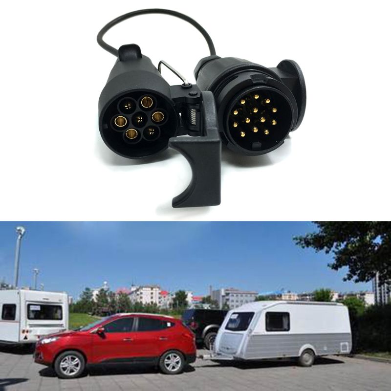 7 Pin To 13 Pin Trailer Adapter Lead Converter With Cable Wiring Connector 12V Plug Socket L9CE