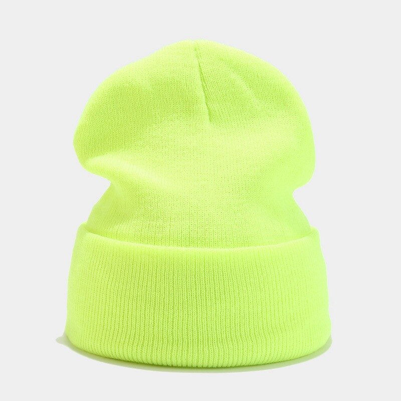 Winter Hats For Women Men Skullies Beanies Knitted Solid Cool Hat Girls Autumn Female Beanie Warm Bonnet Casual Cap: Fluorescent yellow
