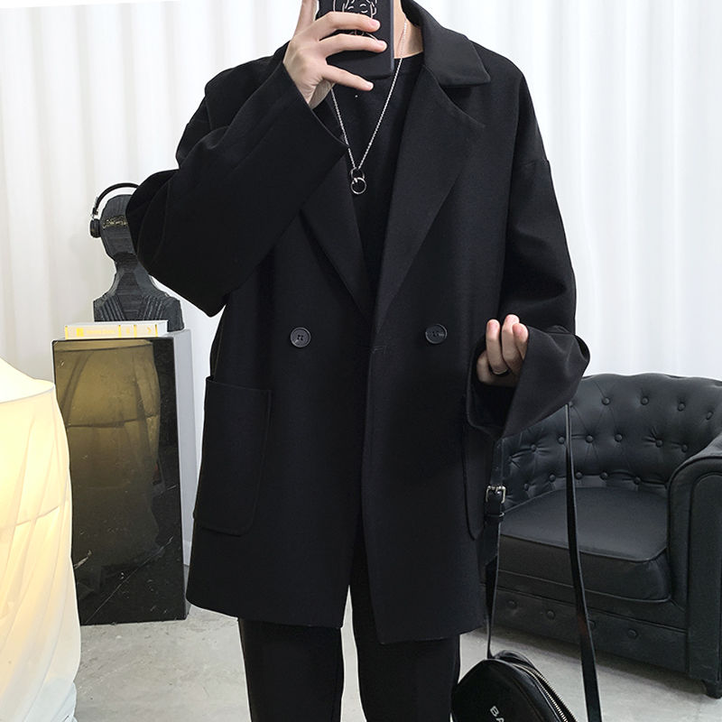 Blazer Men's Solid Color Business Casual Dress Jacket Men Society Streetwear Wild Loose Korean Suit Jacket Mens M-2XL