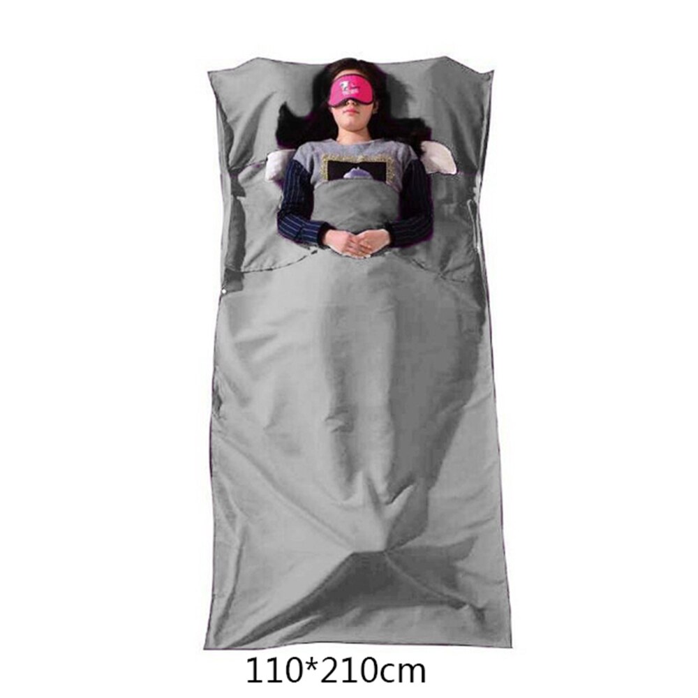 75/110cm x 210cm Ultralight Outdoor Slaapzak Camping Wandelen Zak Liner Draagbare Vouwen Reistassen: Gray 110x210cm