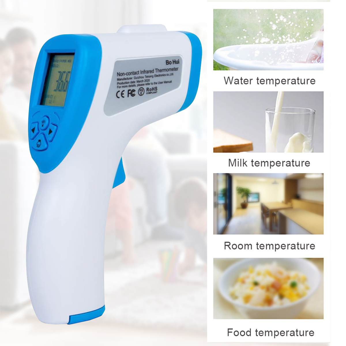 Non-Contact LCD Digital Infrared Thermometer Body/Object Temperature Measurement Fever Alarm for Kids & Adults