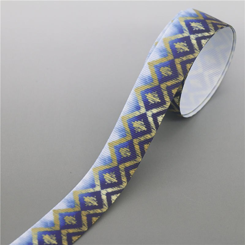 DHK 10 jardów pióro plemienny taśma rypsowa z szewronowym nadrukiem akcesoria Hairbow nakrycia głowy dekoracji DIY hurtownia OEM B1862: 10200