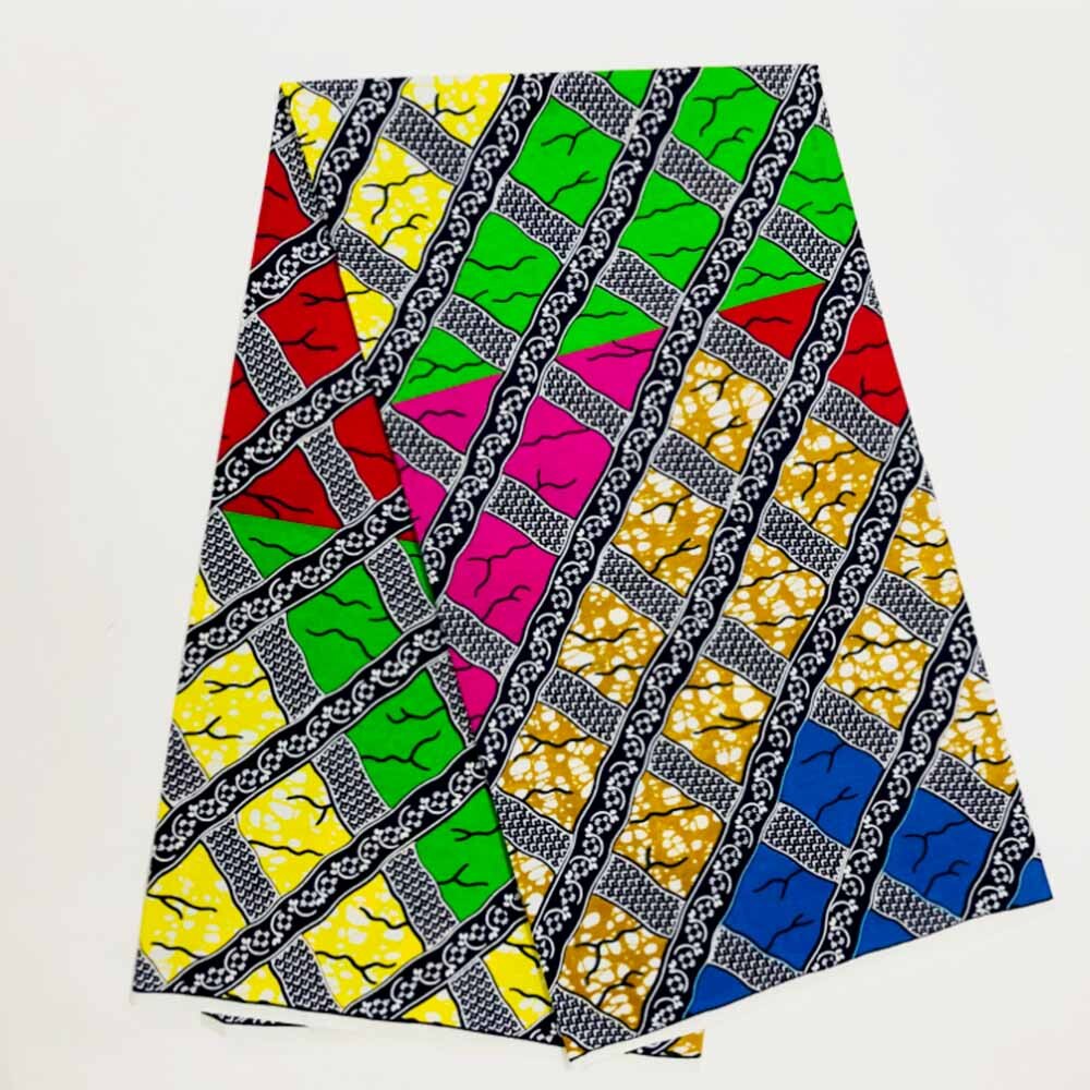 Nigeria tejido africano con cera tissus de tela de impresión de cera telas africanas Ankara Material de costura 6 yardas para vestido: color2