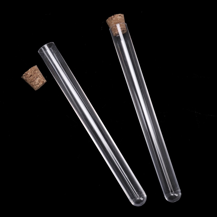 Tubes de Test transparents en plastique avec bouchons de bouchons, Tubes de Test en plastique, 15x150mm, 10 pièces, Tube de rangement de perles faites à la main, bricolage ml