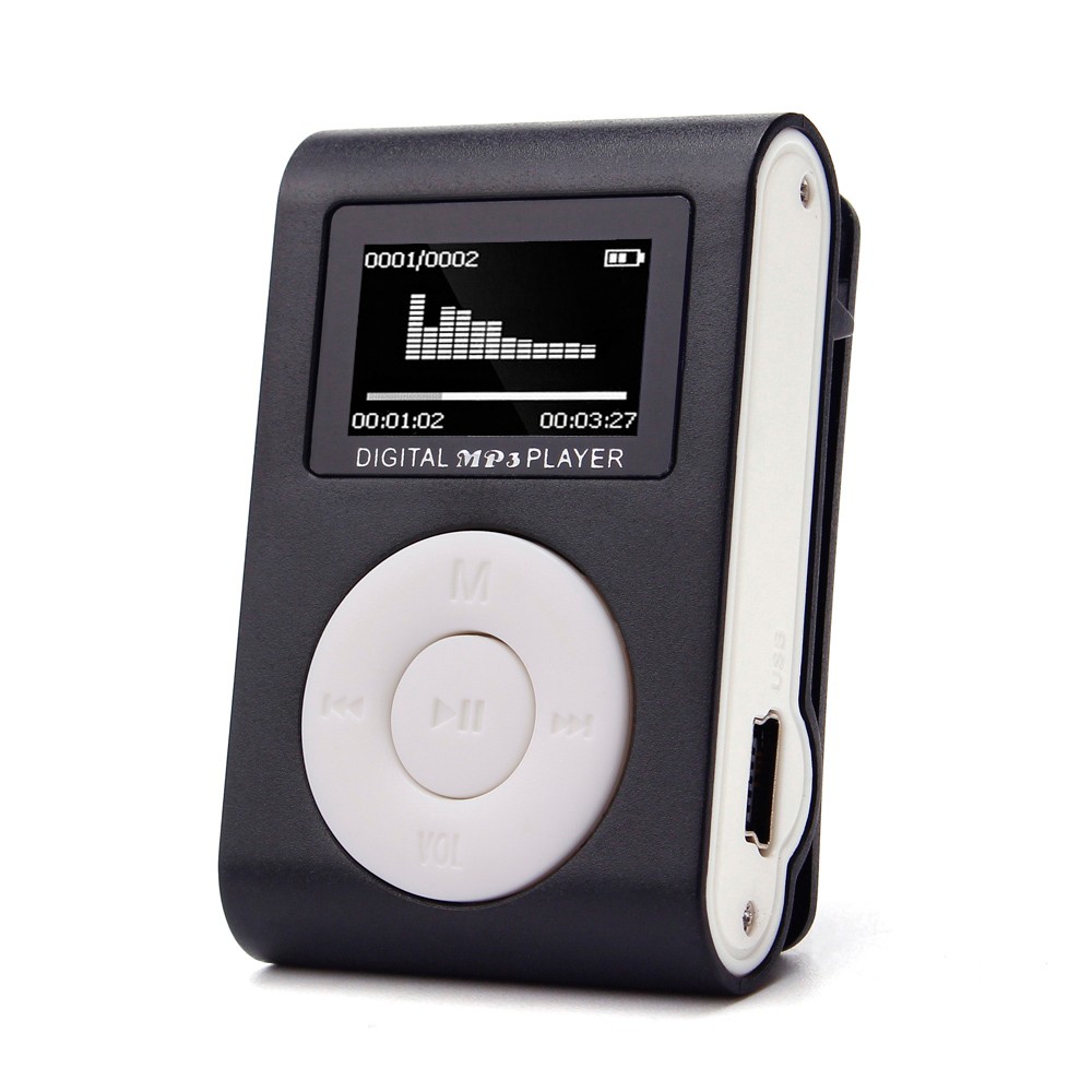Binmer MP3 Player USB Clip Mini LCD Screen Support 32GB Micro SD TF Card: Black