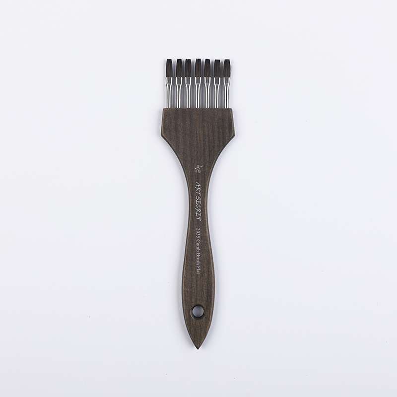 Pincel de pintura acrílica de acuarela con peine multidiente ArtSecret # 2035 Crin Mix Pelo de nailon Mango de madera Arte Papelería: Amarillo claro