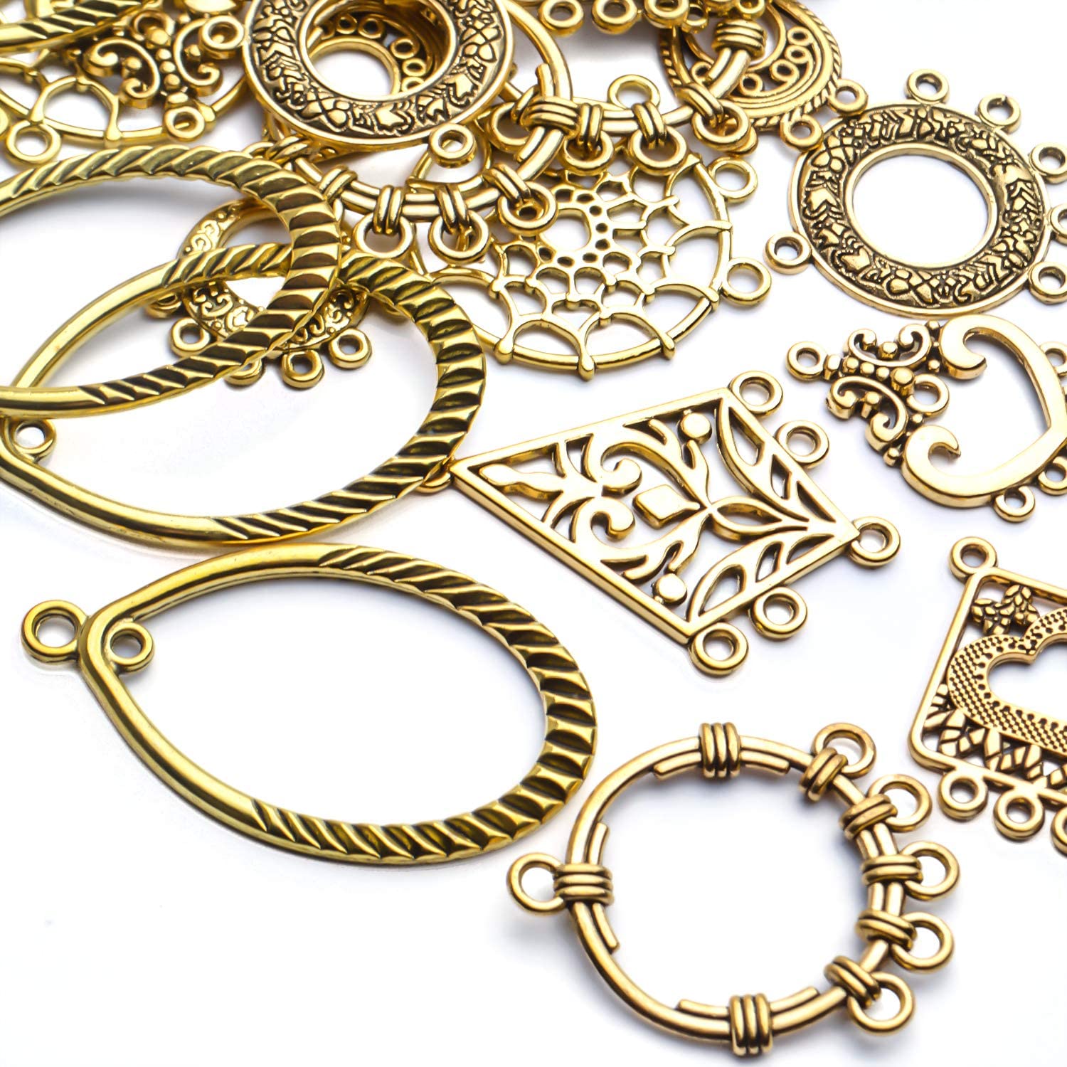 40Pcs Antieke Golden Earring Charm Connectors Tibetaanse Bohemian Kroonluchter Metalen Versiering Voor Diy Earring Supplies,10 Stijlen