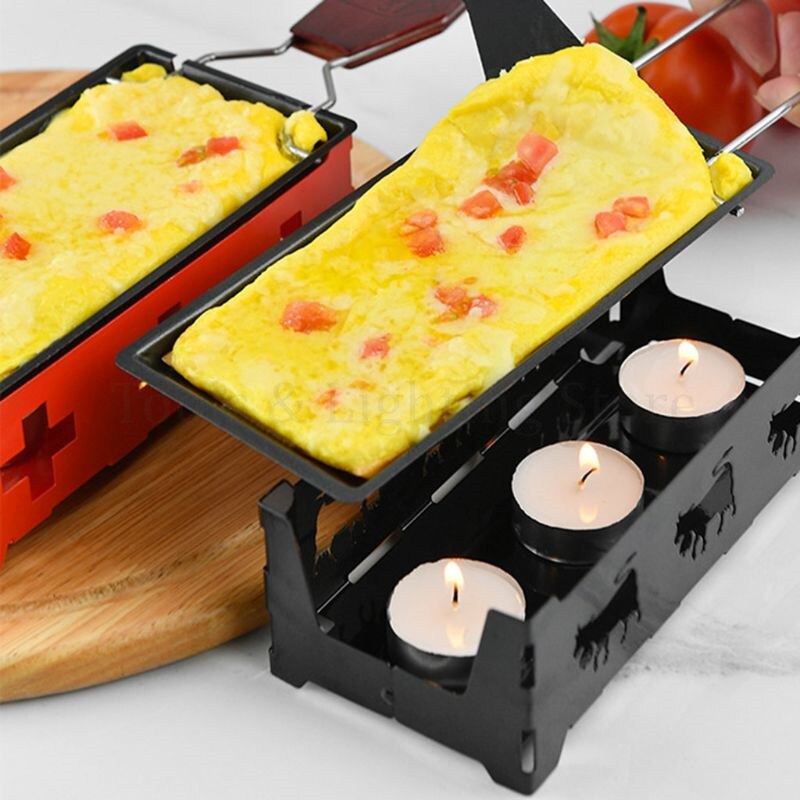 Non-stick Cheese Oven Mini BBQ Grill Melter Pan Tray with Foldable Wooden Handle Kitchen Baking Tool